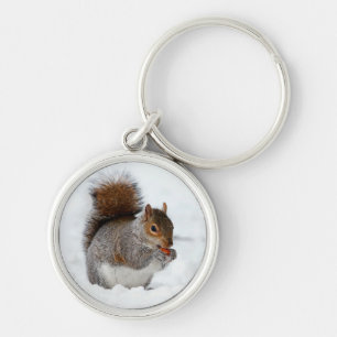 Eekhoorn in sneeuw met Berry Sleutelhanger