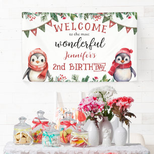 Eekhoorn Kerst 2e Verjaardag Winter Onederland Spandoek