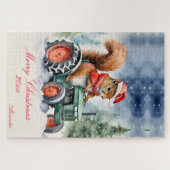 Eekhoorn Kerstmis Tractor Legpuzzel (Horizontaal)