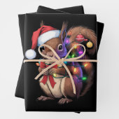 Eekhoorn Kerstverlichting Kerstfeest Familie Inpakpapier Vel (In situ)