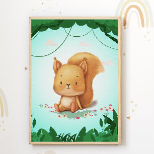 Eekhoorn kinderkamer print dier kids kamer poster