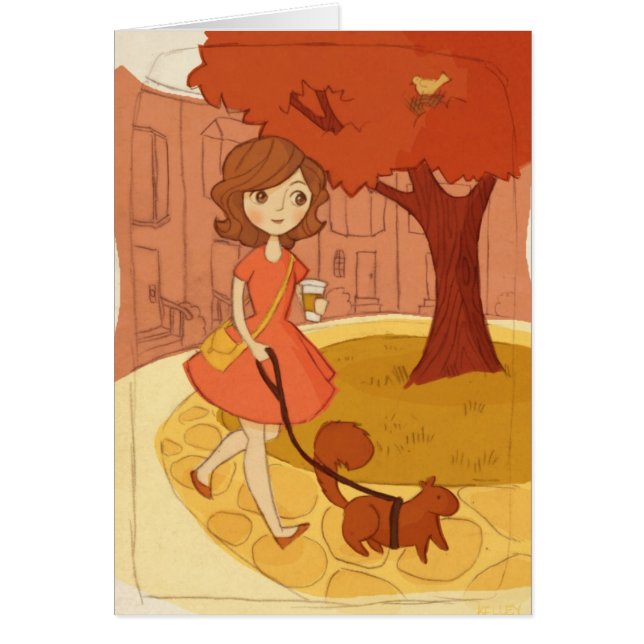 Eekhoorn loopt in de Herfst (Voorkant)