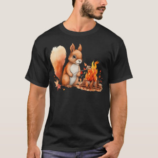 Eekhoorn Marshmallow roosteren Kampeer vuur Campin T-shirt