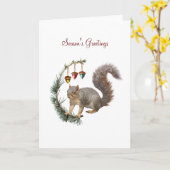 Eekhoorn met Acorn Swag Vakantie Kaart (Gele Bloem)