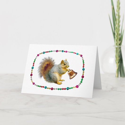 Eekhoorn met Bell Christmas Kaart (Voorkant)