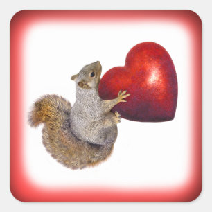Eekhoorn met Big Red Heart Sticker