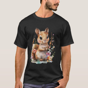 Eekhoorn met bloemen Leuke Chipmunk Eekhoorns Anim T-shirt