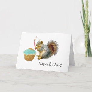 Eekhoorn met Candle Birthday Kaart
