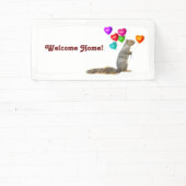 Eekhoorn met hartballonnen Welkom thuisbanner Spandoek (Insitu)