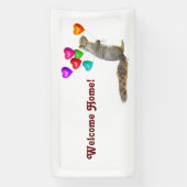 Eekhoorn met hartballonnen Welkom thuisbanner Spandoek (Verticaal)