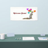 Eekhoorn met hartballonnen Welkom thuisbanner Spandoek (Beurs)