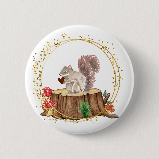 eekhoorn met hartknop ronde button 5,7 cm (Voorkant)