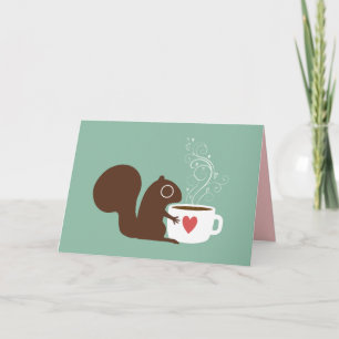 Eekhoorn met Koffie Valentijn Feestdagen Kaart