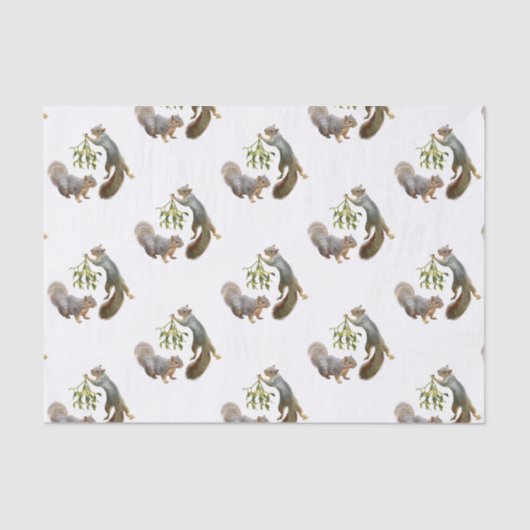 Eekhoorn met mistletoe-weefselpapier tissuepapier (Voorkant)