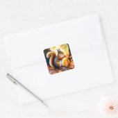 Eekhoorn met moer herfstportret vierkante sticker (Envelop)