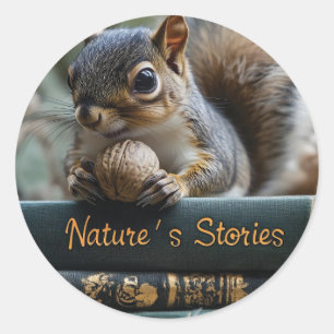 Eekhoorn met moer op Antiek boeken, het verhaal va Ronde Sticker