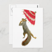 Eekhoorn met Parasol Briefkaart (Voorkant / Achterkant)