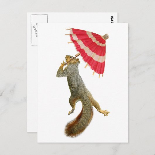 Eekhoorn met Parasol Briefkaart (Voorkant / Achterkant)
