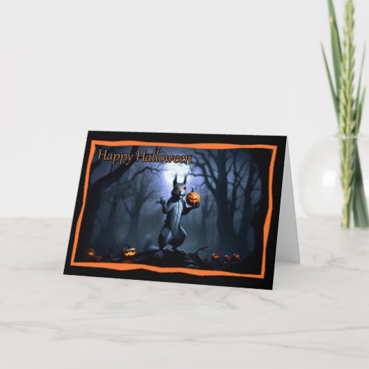 Eekhoorn met pompoen Halloween Kaart (Voorkant)