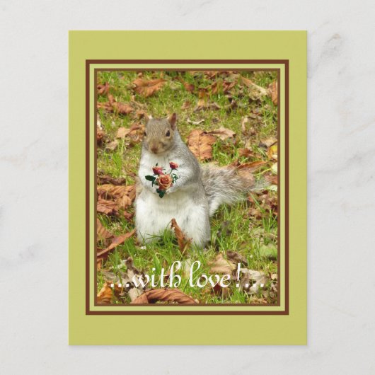 Eekhoorn met rozen briefkaart (Voorkant)