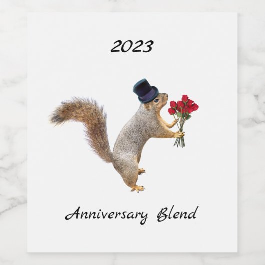 Eekhoorn met Rozen Wijnlabels Wijn Etiket (Enkel label)