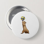 Eekhoorn met volleybal ronde button 7,6 cm (Voorkant /achterkant)