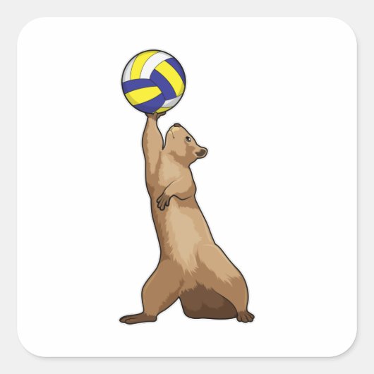 Eekhoorn met volleybal vierkante sticker (Voorkant)