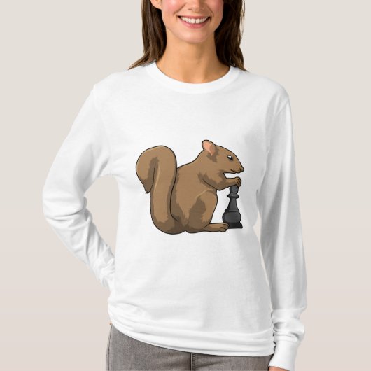 Eekhoorn op Chess met Chess-stukje bisschop T-shirt (Voorkant)