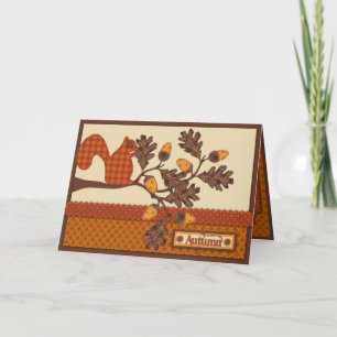 Eekhoorn op de Thanksgiving van de Tak Applique-lo Feestdagen Kaart
