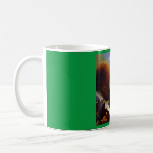 Eekhoorn op een berg koffiemok (Links)