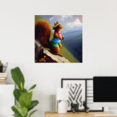 Eekhoorn op een berg poster (Thuiskantoor)