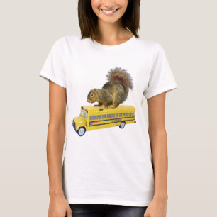 Eekhoorn op schoolbus t-shirt