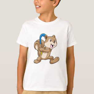 Eekhoorn op veldhockey met Hockey stick T-shirt