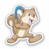 Eekhoorn op Veldhockey met stok Sticker (Voorkant)
