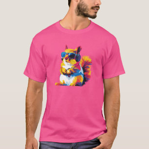 Eekhoorn Portret Bril Waterverf Schilderen T-shirt