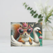 Eekhoorn Prinses op Drijvende Zwaan Grappig Schatt Briefkaart (Staand voorkant)