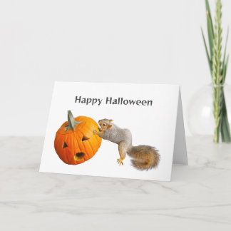 Eekhoorn Pushing Jack-o-Lantern Halloween Kaart