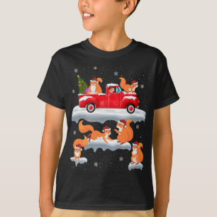 Eekhoorn Rijden Kerstboom Rode Vrachtwagen Eekhoor T-shirt