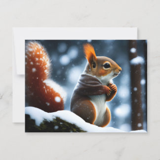 Eekhoorn rust op een Log in Winter Briefkaart