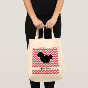 Eekhoorn Silhouet met roze Chevron Patroon Tote Bag