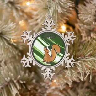 Eekhoorn Sneeuwvlok Omlijst Ornament