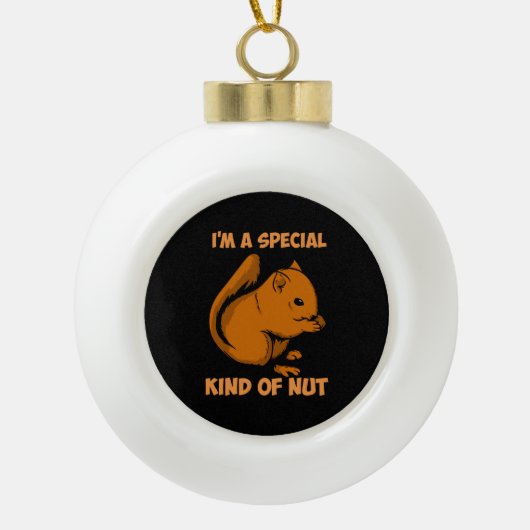 Eekhoorn - speciaal soort nut keramische bal ornament (Voorkant)
