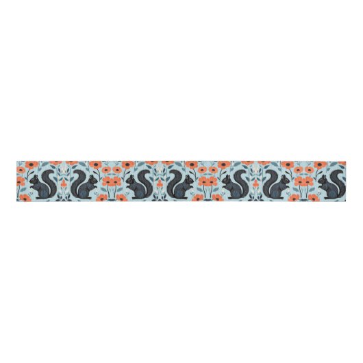 Eekhoorn Spring Flowers Art Grosgrain Lint (Voorkant)