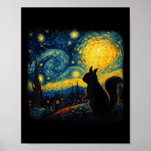 Eekhoorn Sterrennacht Van Gogh Kunst Voor Mannen V Poster