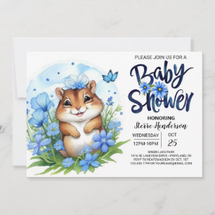 Eekhoorn Sweetness Floral Blue Boy Baby shower Kaart