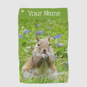 Eekhoorn tussen wilde Violetten Golfhanddoek (Voorkant)