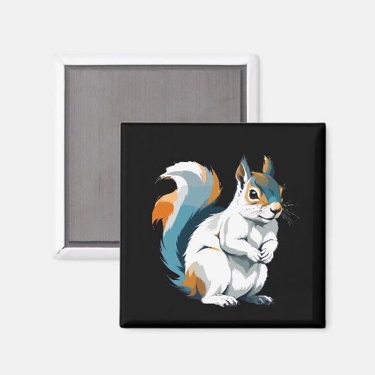 Eekhoorn Vector Kunst met Levendige Kleuren Magneet (Voorkant / Achterkant)