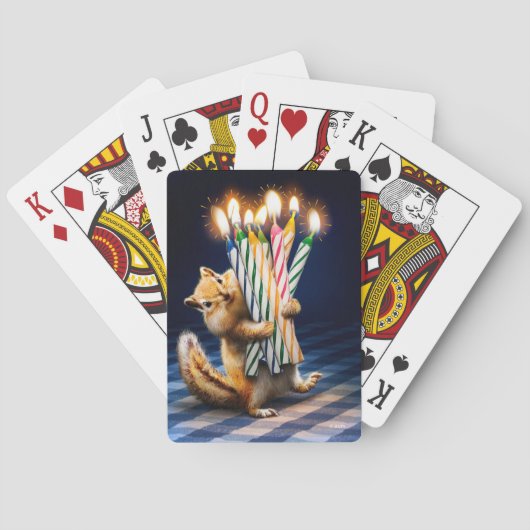 Eekhoorn verjaardagskaarsen pokerkaarten (Achterkant)