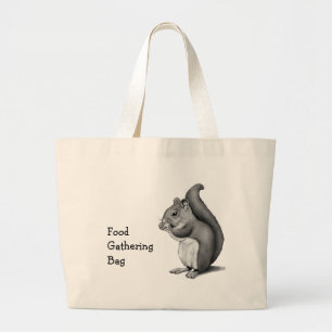 Eekhoorn: Verzameling van voedsel: potloodtekening Grote Tote Bag