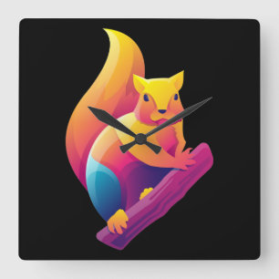 Eekhoorn  vierkante klok